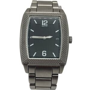 Relic Men's Watch 36mm ZR12119 Silver and Black Tones New Battery Wrist 6 1/2
